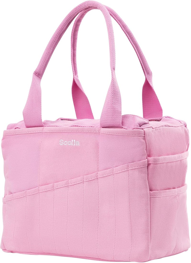 Soolla Studio Bag: Craft Organizer & Pottery Tool Bag, Washable Art Supply Tote, Knitting Yarn, Crochet Projects, 30 Pockets, 20+ Canvas Colors, Artist Gift for Adults (Flirty Flamingo) - Image 4